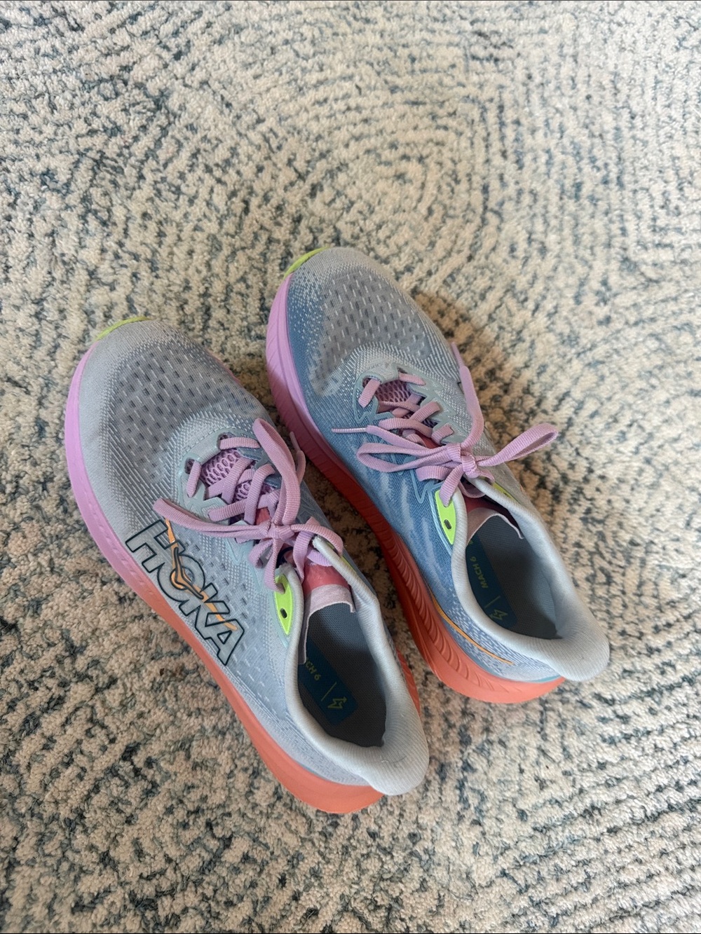 Hoka Women’s Running Sneakers - Light blue with Pink & Coral Accent. Size 7.5